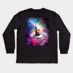 Warrior Space Cat Riding Axolotl - Hotdog Kids Long Sleeve T-Shirt